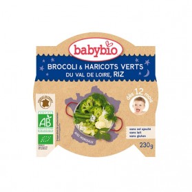 BABYBIO Assiette Brocoli & Haricots verts du Val de Loire, Riz 230g