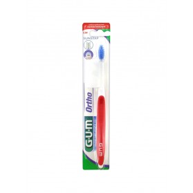 GUM Brosse à Dents Orthodontique 124 - Couleur : Rouge