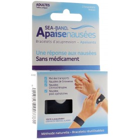 Bracelet Sea Band adulte noir - boite de 2 bracelets