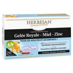 HERBESAN GELÉE ROYALE MIEL ZINC DÈS 4 ANS 20 AMPOULES