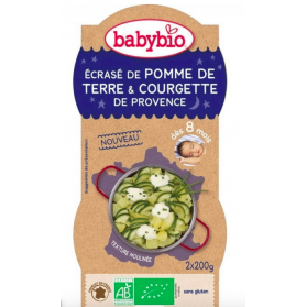 BABYBIO BOL REPAS BONNE NUIT BIO 2X200G DES 8 MOIS ECRASE DE POMME DE TERRE COURGETTE