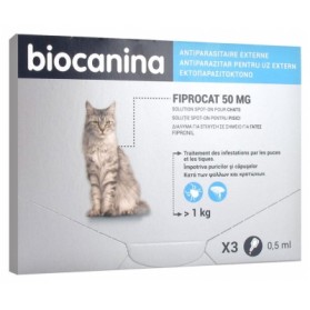 BIOCANINA FIPROCAT 50 MG SOLUTION SPOT-ON CHATS 3 PIPETTES DE 0,5 ML