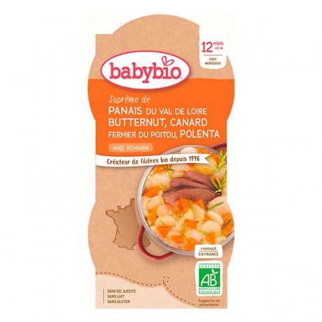 BABYBIO Bols Panais Courge Butternut Canard Polenta dès 12m
