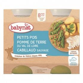 BABYBIO Petit pots Menu Légumes Cabillaud 8 mois 2x200g
