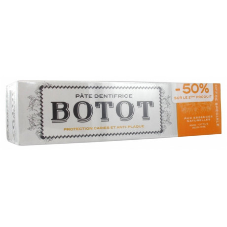 BOTOT PÂTE DENTIFRICE ANIS CITRUS RÉGLISSE LOT DE 2 X 75 ML