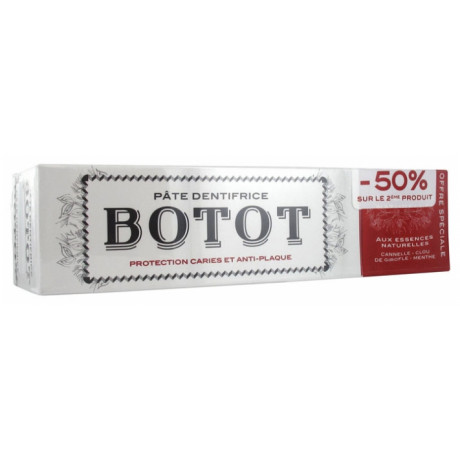 BOTOT PÂTE DENTIFRICE CANNELLE CLOU DE GIROFLE MENTHE LOT DE 2 X 75 ML