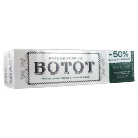BOTOT PÂTE DENTIFRICE MENTHE PIN EUCALYPTUS LOT DE 2 X 75 ML