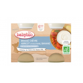BABYBIO POTS LACTÉS AU LAIT DE CHEVRE FRANCAIS BIO 2X130G DESSERTS LACTÉS 6 MOIS ET PLUS - ABRICOT BANANE