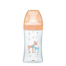 Dodie - Biberon en verre col large Sensation 270ml BEIGE BICHE 0-6 mois tétine plate débit 2
